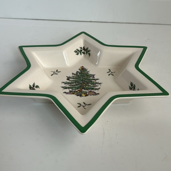 Spode Christmas Tree England star shape serving dish hors d’oeuvres plate cream - Picture 3 of 15